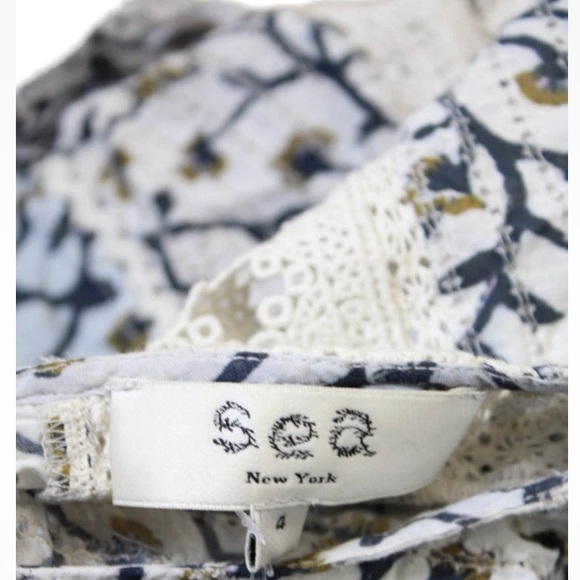 Sea New York Womens Sleeveless V Neck Floral Tiered Dress Blue Cotton Size 4 - Picture 4 of 6